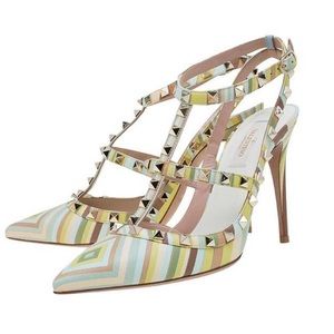 Valentino Rockstud leather slingback pumps